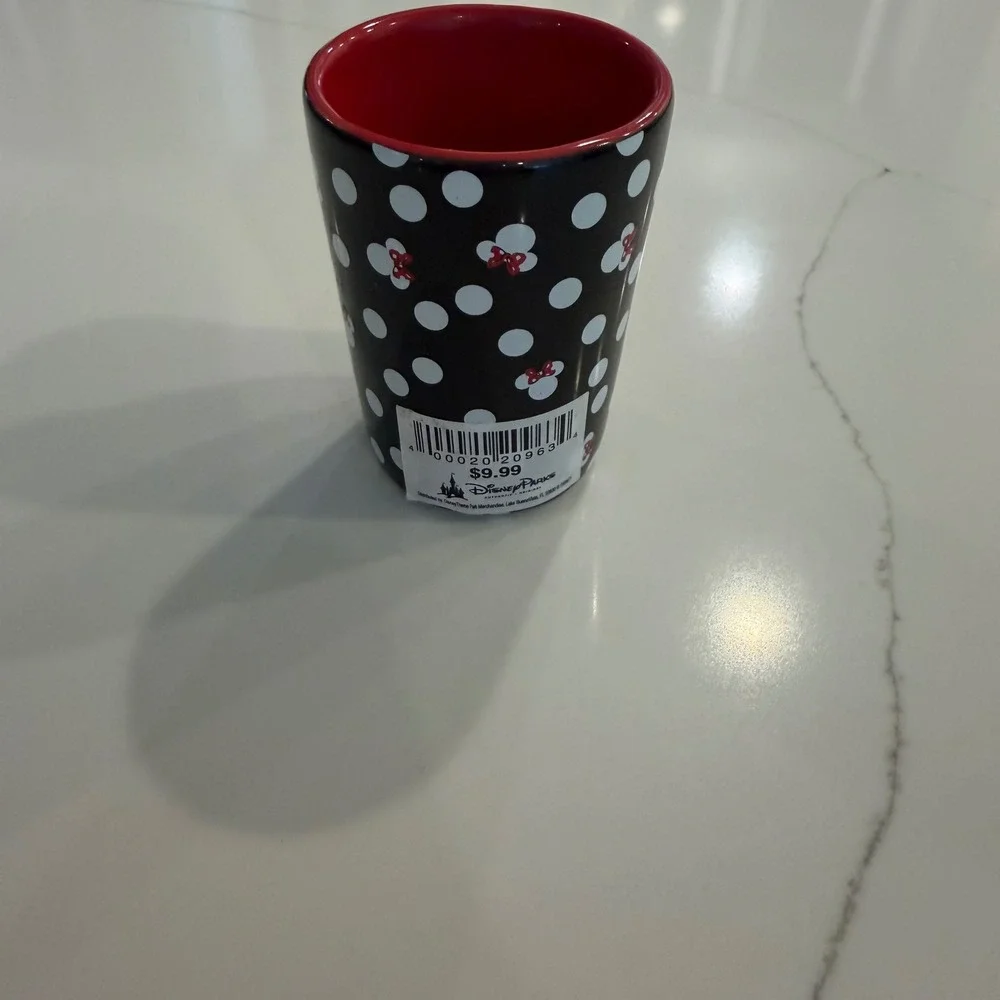 Disney Minnie Mouse Polka Dot 3D Red Bow Ceramic‎ Shot Glass Toothpick Holder